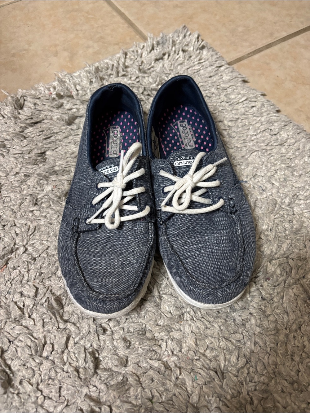 Skechers Men's Navy Canvas Boat Shoes with White Laces